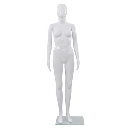 vidaXL Manichino Donna Figura Intera Base in Vetro 175cm Bianco Lucido