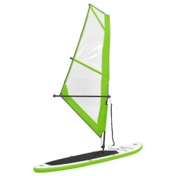 vidaXL Set Tavola Gonfiabile da SUP con Vela Verde e Bianco