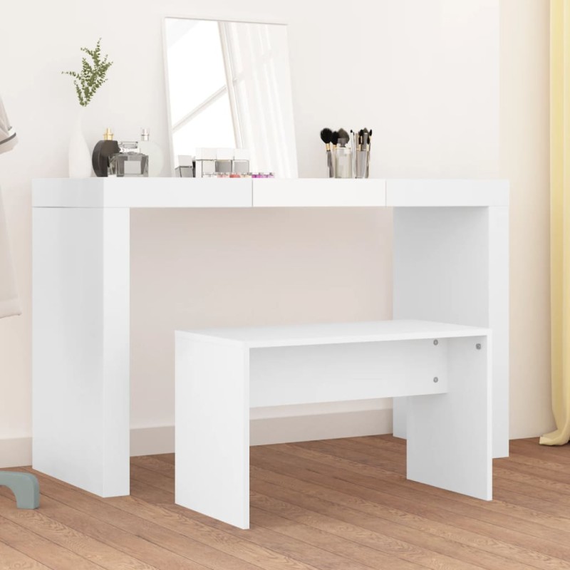 vidaXL Tavolo Toeletta e Sgabello Bianco 70x35x45 cm Legno ingegnerizzato