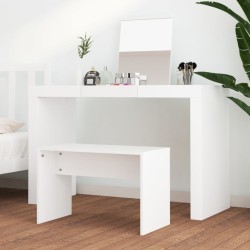 vidaXL Tavolo Toeletta e Sgabello Bianco 70x35x45 cm Legno ingegnerizzato