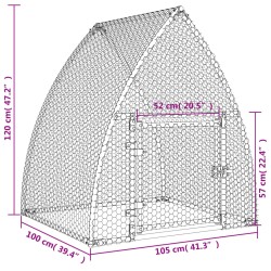 vidaXL Gabbia per Polli Argento 100x105x120 cm in Acciaio Zincato