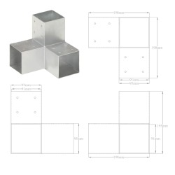 vidaXL Connettore per Pali a Forma di Y in Metallo Zincato 91x91 mm