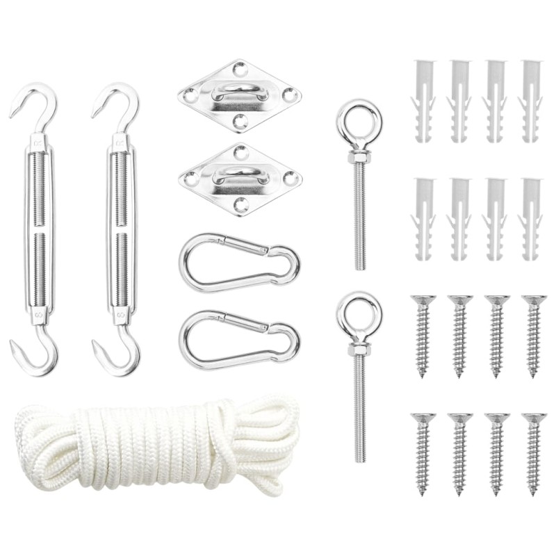 vidaXL Set Accessori per Vela Parasole 9 pz in Acciaio Inossidabile