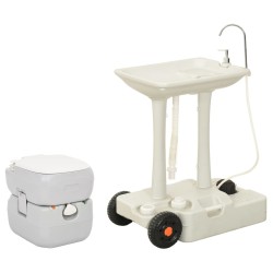 vidaXL Set Toilette da Campeggio Portatile e Supporto Lavamani