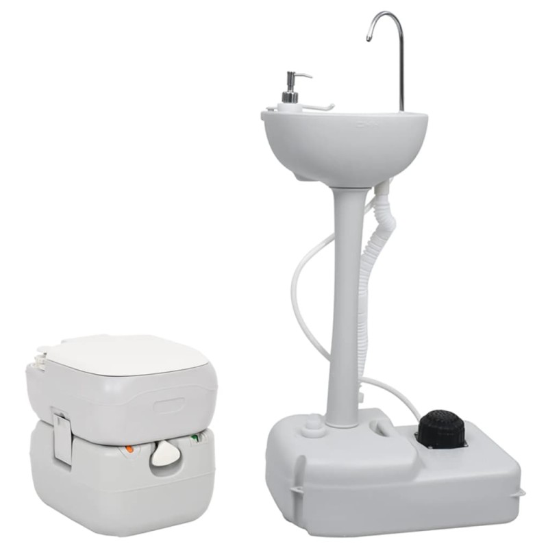 vidaXL Set Toilette da Campeggio Portatile e Supporto Lavamani