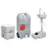 Set Toilette Portatile Campeggio Supporto Lavamani Tanica Acqua