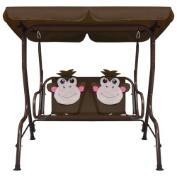 vidaXL Dondolo a Panchina per Bambini Marrone 115x75x110 cm in Tessuto