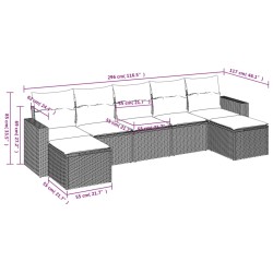 vidaXL Set Divani da Giardino 7 pz con Cuscini Marrone in Polyrattan