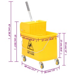 vidaXL Carrello per Pulizie con Secchio Mocio in Polipropilene