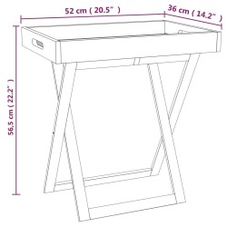 vidaXL Tavolo a Vassoio Pieghevole 52x36x56,5cm Legno Massello di Noce