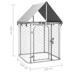 Gabbia per Cani da Esterno con Tetto 100x100x150 cm