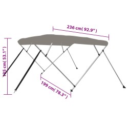 vidaXL Bimini di Prua con Tendalino 4 Archi Grigio 236x199x135 cm