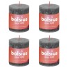 Bolsius Candele Rustiche a Colonna Shine 4 pz 80x68 mm Grigio Tempesta