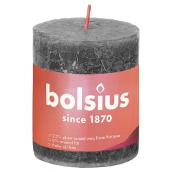 Bolsius Candele Rustiche a Colonna Shine 4 pz 80x68 mm Grigio Tempesta