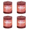 Bolsius Candele Rustiche a Colonna Shine 4 pz 80x68 mm Rosso Vellutato