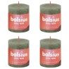 Bolsius Candele Rustiche a Colonna 4 pz 80x68 mm Verde Oliva