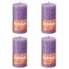 Bolsius Candele Rustiche a Colonna Shine 4 pz 130x68 mm Viola Vibrante