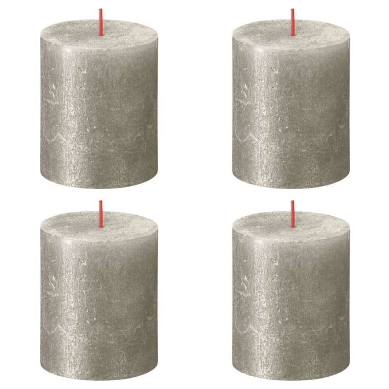 Bolsius Candele Pilastro Rustiche Shimmer 4 pz 80x68 mm Champagne