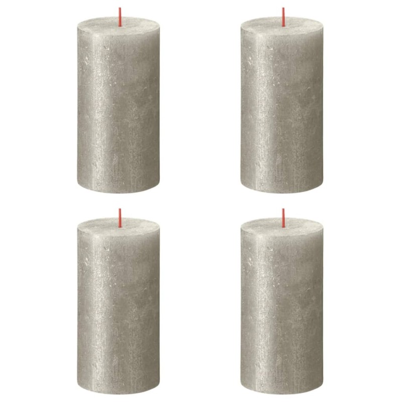 Bolsius Candele Pilastro Rustiche Shimmer 4 pz 130x68 mm Champagne