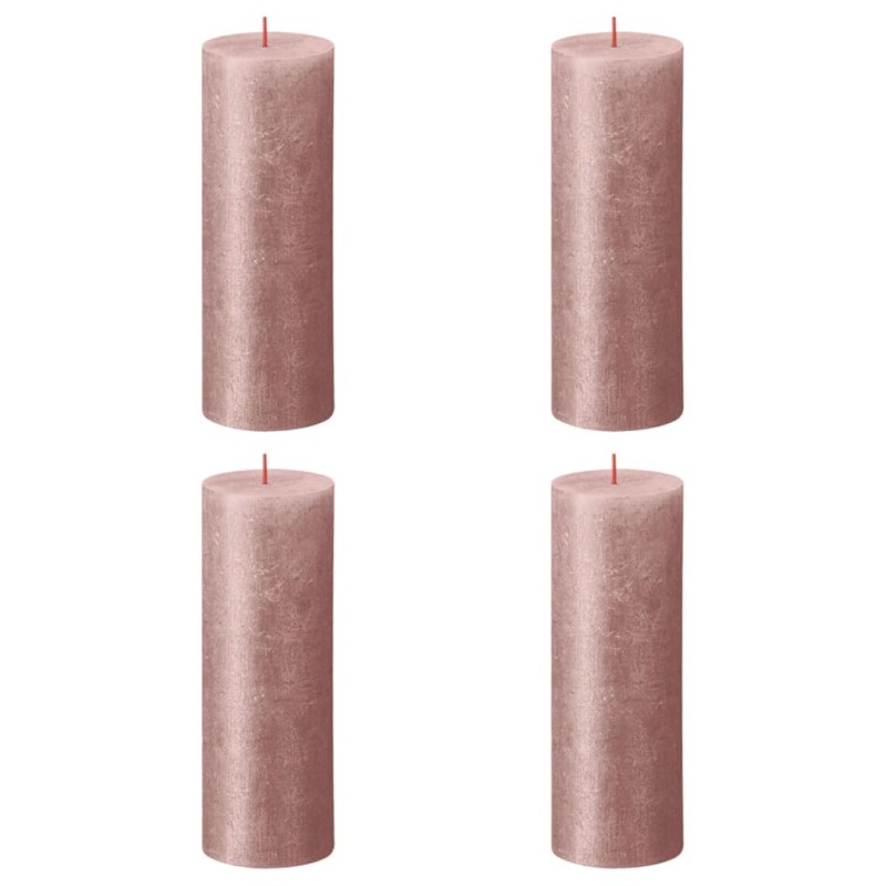 Bolsius Candele Pilastro Rustiche Shimmer 4 pz 190x68 mm Rosa