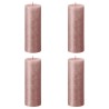 Bolsius Candele Pilastro Rustiche Shimmer 4 pz 190x68 mm Rosa