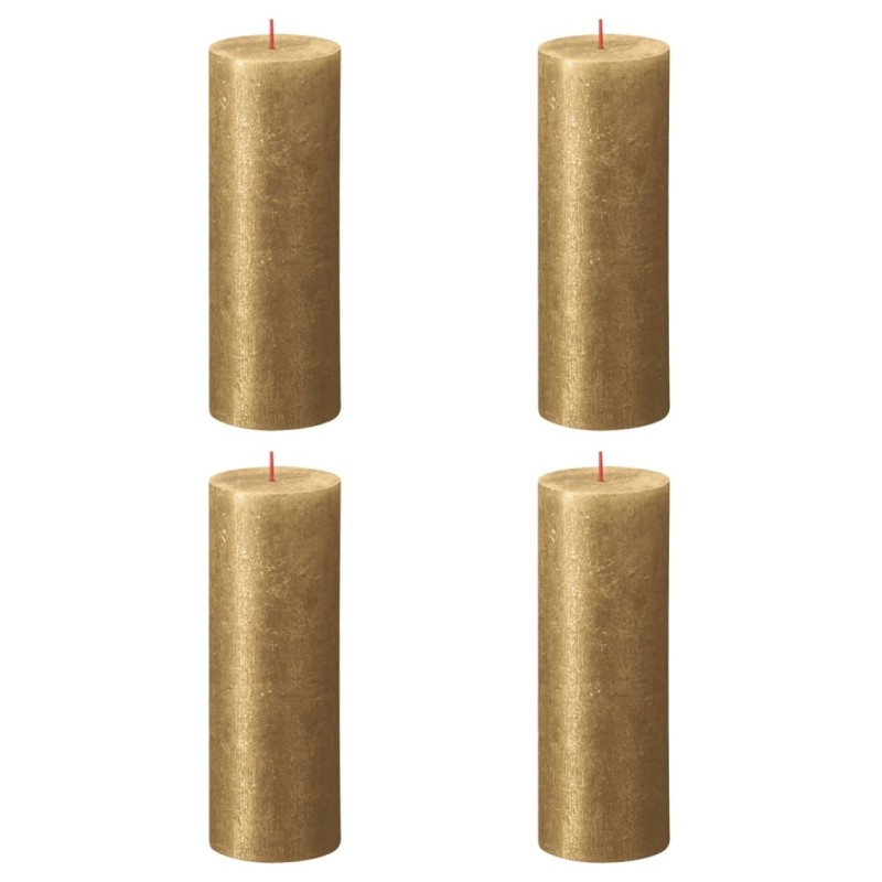 Bolsius Candele Pilastro Rustiche Shimmer 4 pz 190x68 mm Oro