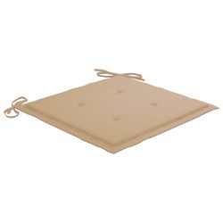 Sedie da Giardino con Cuscini Beige 4 pz Massello di Teak