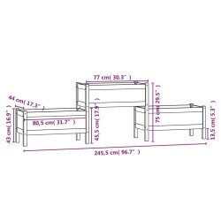 vidaXL Fioriera 245,5x44x75 cm in Legno Massello di Pino