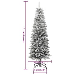 Albero Natale Artificiale Sottile Neve Floccata 150cm PVC e PE