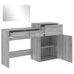 vidaXL Set da Toeletta 3 pz Grigio Sonoma in Legno Multistrato