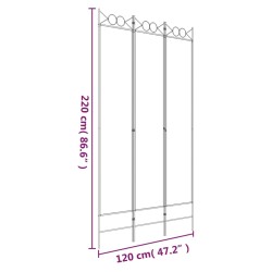 vidaXL Divisorio a 3 Pannelli bianco 120x220 cm in Tessuto