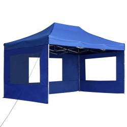 vidaXL Gazebo Professionale Pieghevole Pareti Alluminio 4,5x3m Blu