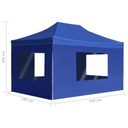 vidaXL Gazebo Professionale Pieghevole Pareti Alluminio 4,5x3m Blu