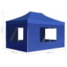 vidaXL Gazebo Professionale Pieghevole Pareti Alluminio 4,5x3m Blu