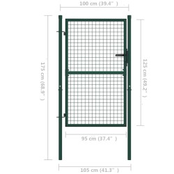 vidaXL Cancello per Recinzione in Acciaio 100x125 cm Verde