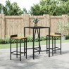 vidaXL Tavolo da Bar con Piano in Vetro Nero 70x70x110 cm Polyrattan