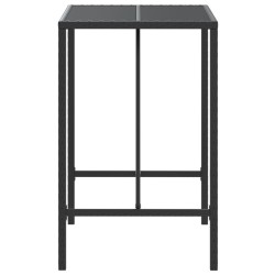 vidaXL Tavolo da Bar con Piano in Vetro Nero 70x70x110 cm Polyrattan