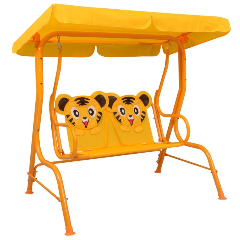 vidaXL Dondolo a Panchina per Bambini Giallo 115x75x110 cm in Tessuto