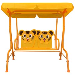 vidaXL Dondolo a Panchina per Bambini Giallo 115x75x110 cm in Tessuto