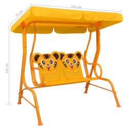 vidaXL Dondolo a Panchina per Bambini Giallo 115x75x110 cm in Tessuto