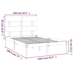 vidaXL Giroletto in Legno Massello 135x190 cm 4FT6 Double