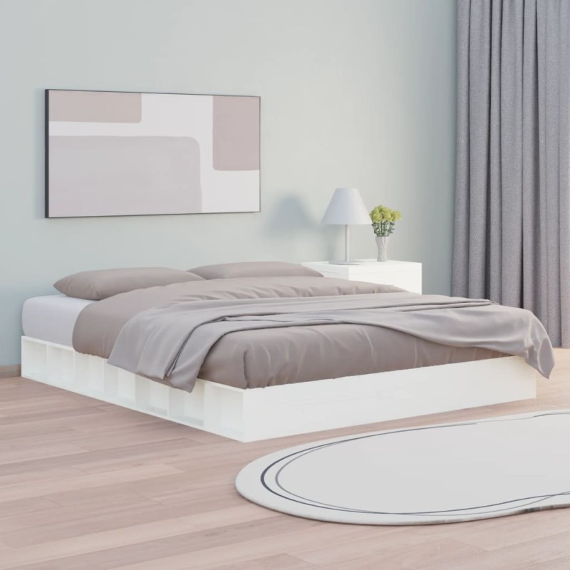 vidaXL Giroletto Bianco 150x200 cm 5FT King Size in Legno Massello