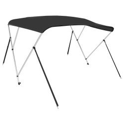 vidaXL Bimini di Prua con Tendalino 3 Archi Nero 184x170x133 cm