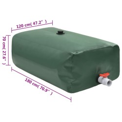 vidaXL Serbatoio Acqua con Rubinetto Pieghevole 1500 L in PVC