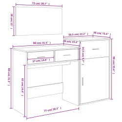 vidaXL Set da Toeletta 3 pz Nero in Legno Multistrato