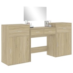 vidaXL Set da Toeletta 4 pz Rovere Sonoma in Legno Multistrato