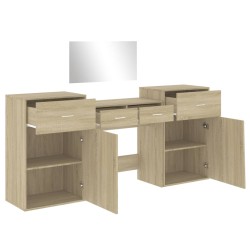 vidaXL Set da Toeletta 4 pz Rovere Sonoma in Legno Multistrato