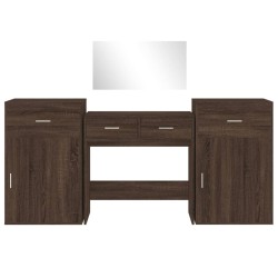 vidaXL Set da Toeletta 4 pz Rovere Marrone in Legno Multistrato