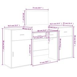 vidaXL Set da Toeletta 4 pz Rovere Marrone in Legno Multistrato