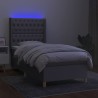 vidaXL Letto a Molle Materasso e LED Grigio Chiaro 90x190 cm Tessuto